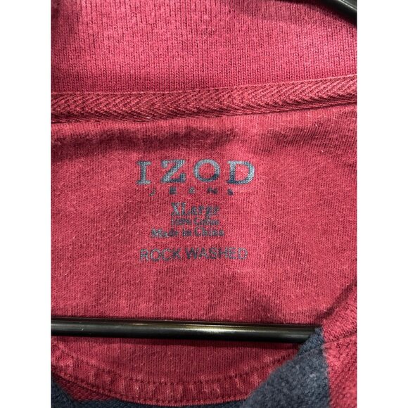 Izod Rock Washed Striped Polo Shirt Red/Blue Size XL - Picture 5 of 8